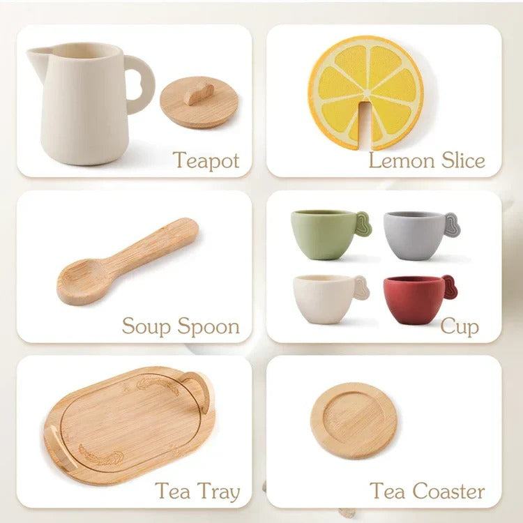 Children's Pretend Tea Set with Tray: Imaginative Role-Play