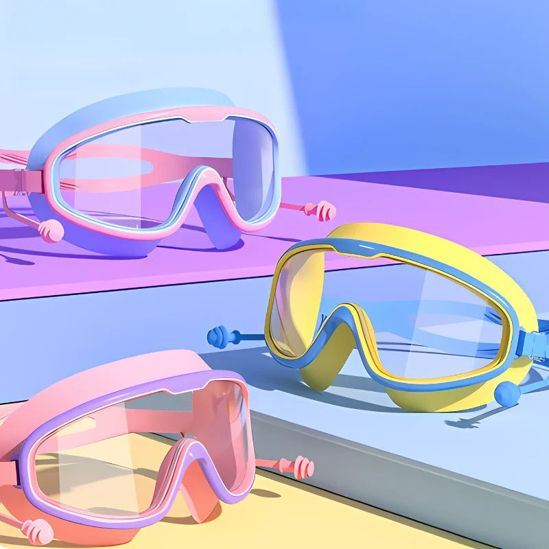 Kids Swim Goggles: Anti-Fog Lenses, Wide Clear View