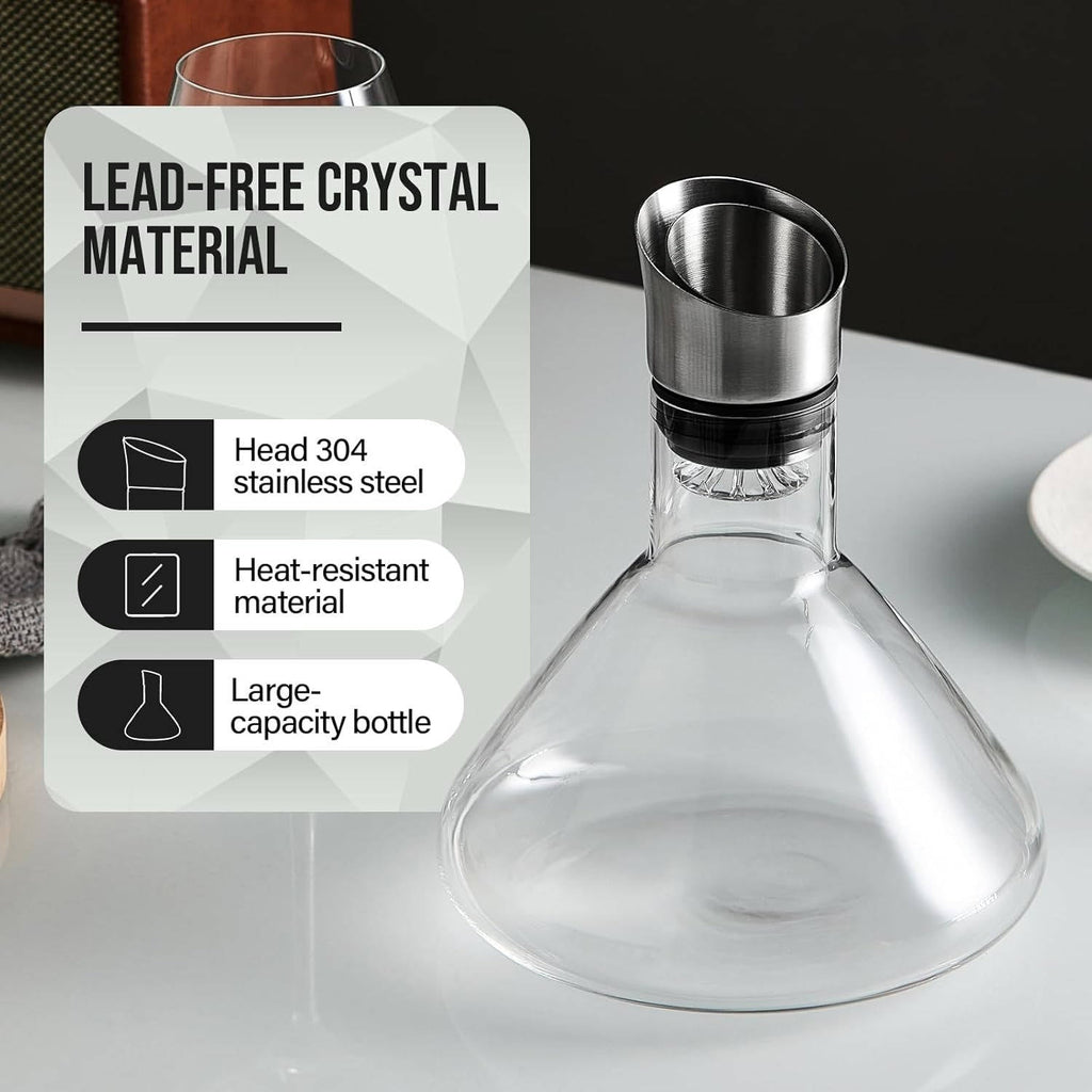 Crystal Glass Wine Decanter: Aerate for Smoother Flavor
