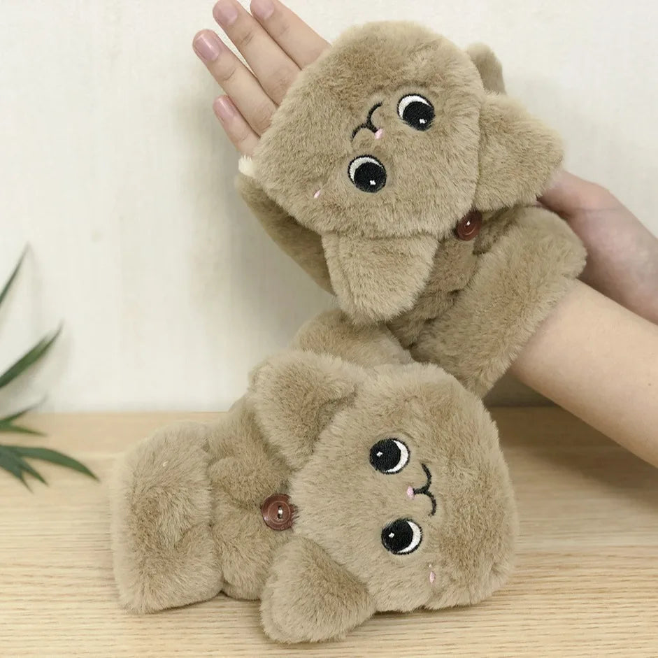 Plush Animal Fingerless Gloves: Cozy, Playful Cold-Weather Style