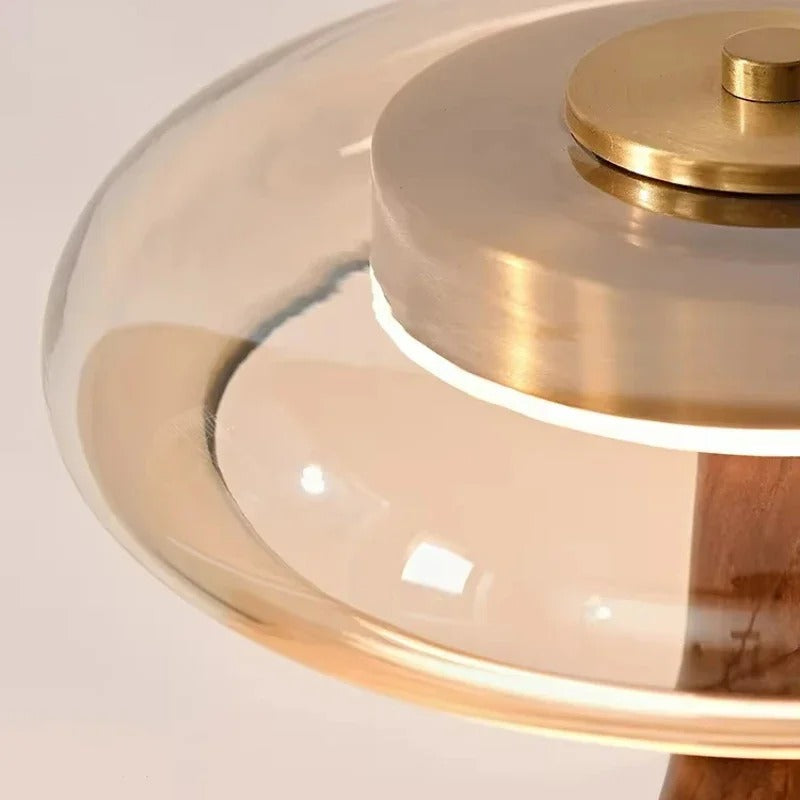 Andi Brass & Wood Glass Table Lamp