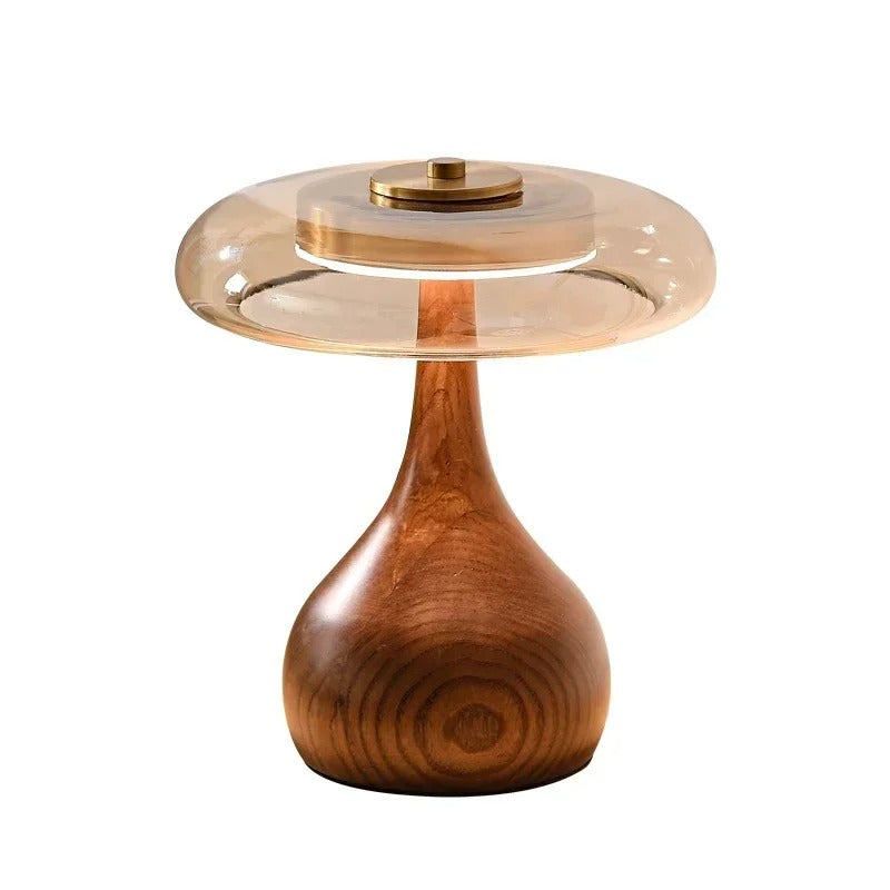 Andi Brass & Wood Glass Table Lamp