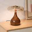 Andi Brass & Wood Glass Table Lamp