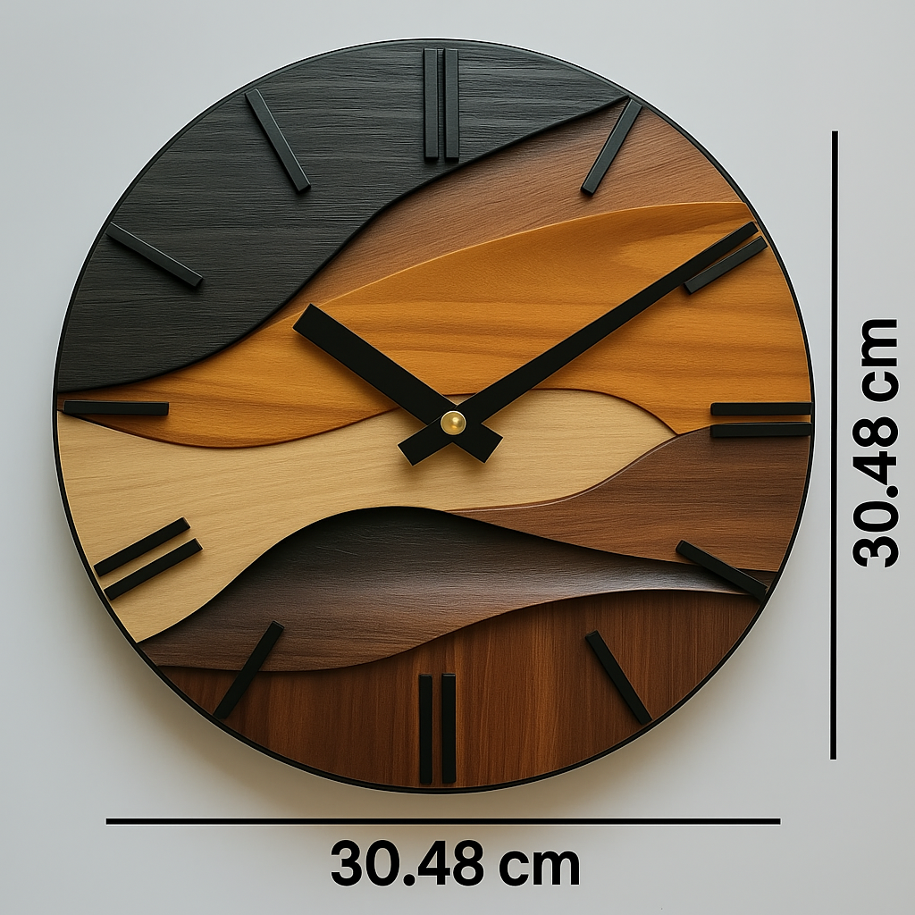 Nordic Faux Wood Round Wall Clock