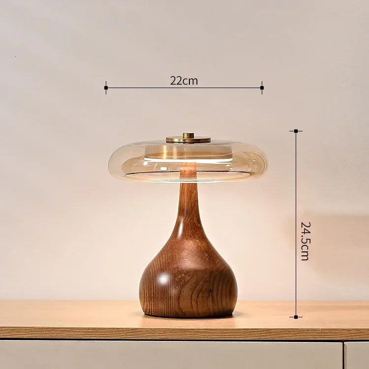 Andi Brass & Wood Glass Table Lamp